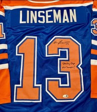 Ken Linseman Edmonton Oilers Autographed + Inscribed Style Jersey XL JSA COA