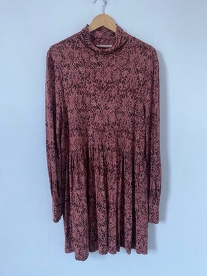 Peruvian Connection Kleid Extra Large Rosa Blumen Baumwollmix Tunika Rollkragen 