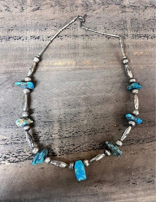 Vintage Navajo Sterling Silver Turquoise Necklace
