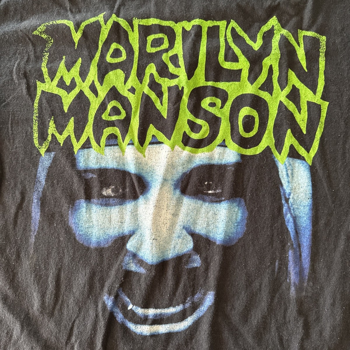 Vintage Marilyn Manson Green Letter Name And Face T-Shirt XL Black