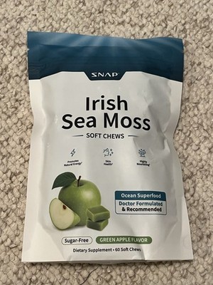 Snap Supplements Irish Sea Moss Soft Chews Sugar-Free Energy & Skin Health 60 Ct