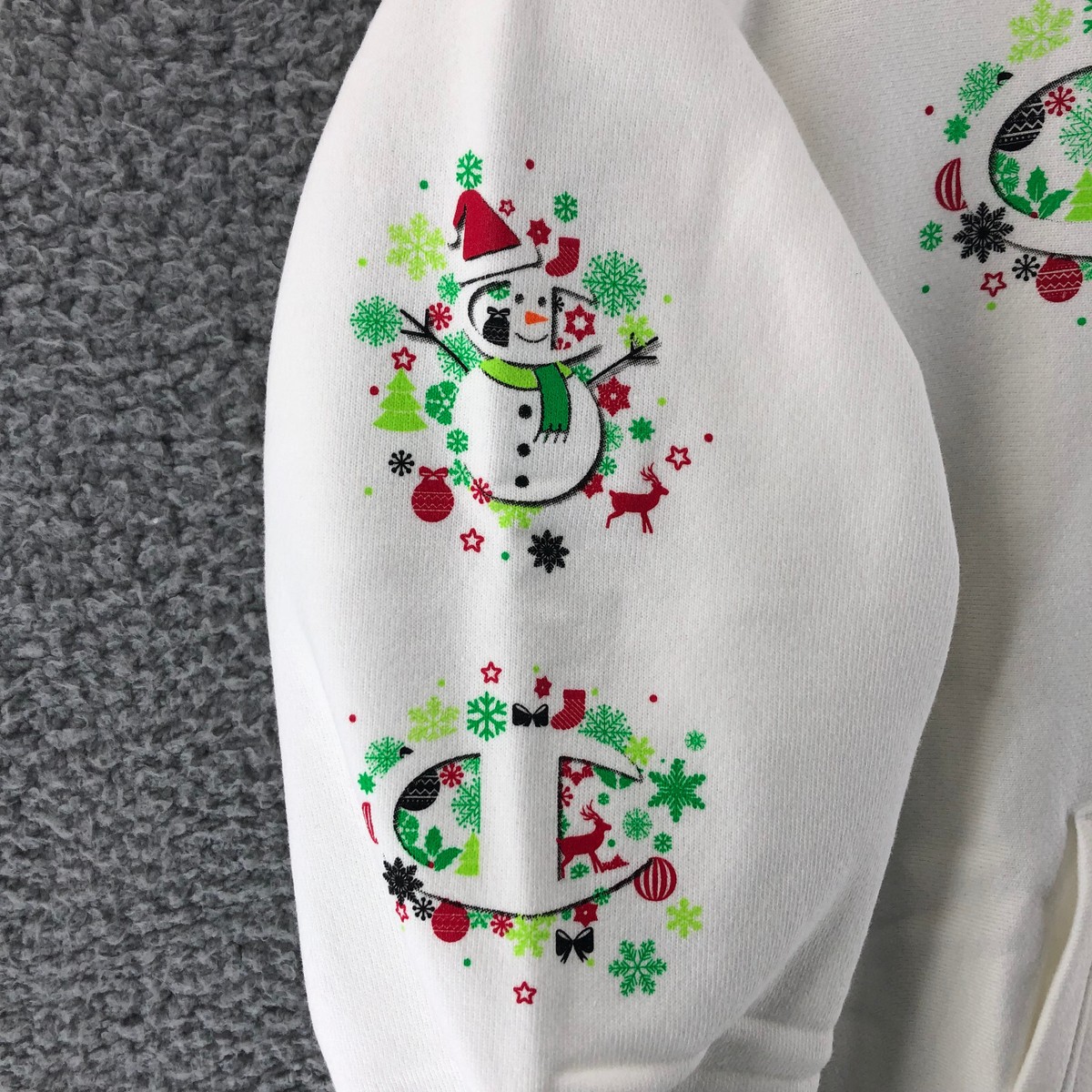 Champion Reverse Weave Hoodie Holiday Joy White Pullover Men's