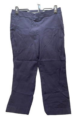 Spanx Pants Womens Large (34x22.5) Navy Tapered Stretch Capri Cropped Ladies