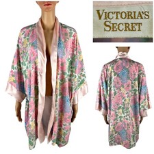 Vintage Victoria Secret Womens One Size Robe Kimono Robe Floral Pink