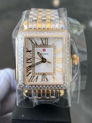 MICHELE DECO Gold Tone Chronograph Mother of Pearl Ladies Quartz