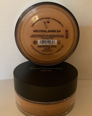 BareMinerals Matte Foundation SPF15 No 24 Neutral Dark 6g Lot Of 2 NEW 