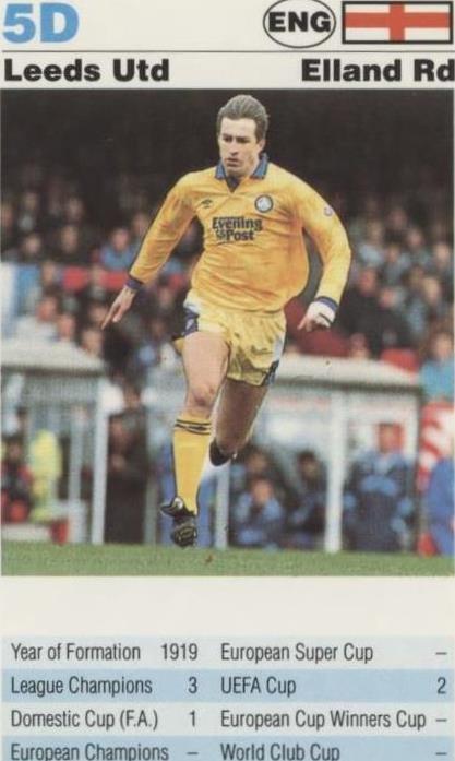 Waddingtons Leeds 1992 Waddingtons Super Top Trumps European Club Football - Leeds Utd ...