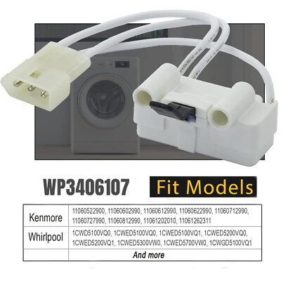 WP3406107 Dryer Door Switch Assembly For Whirlpool/ Kenmore/ Maytag OE 3406109