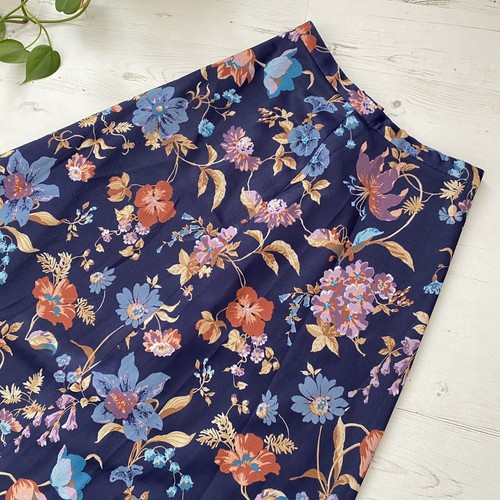 Vintage 1970s Maxi Skirt Floral Navy A-Line Retro Boho Summer Hippy Skirt 4 6 - Picture 3 of 12