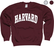 Harvard University Sweatshirt Officially Licensed Arched Block Crewneck Student
