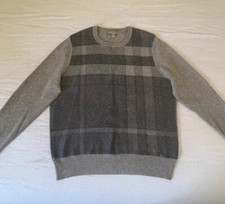 BURBERRY Brit Men's Gray Cashmere Wool Blend Sweater Size XL Nova Check