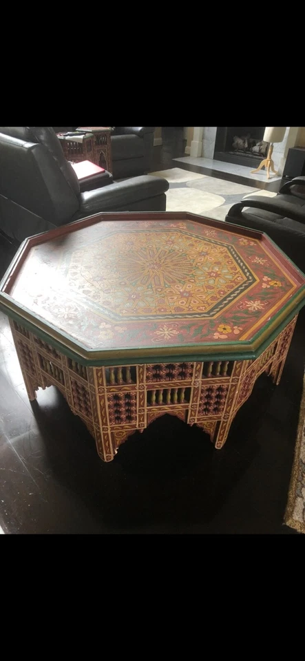 Марокканский стол ручной работы мухараби с ручной росписью - Изображение 3 из 4