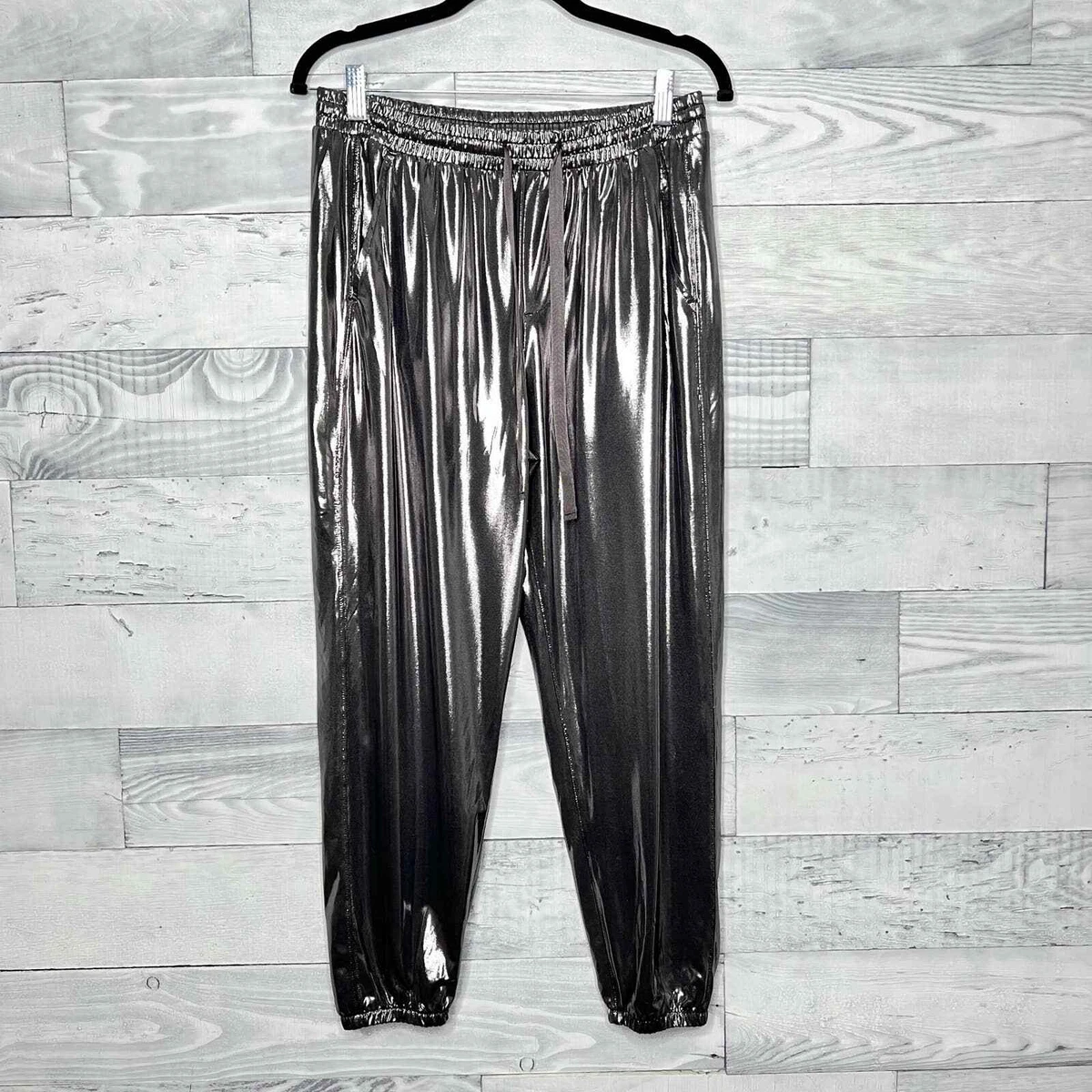 Gap Metallic Joggers Pants Shiny Gunmetal Silver Festive Size S eBay