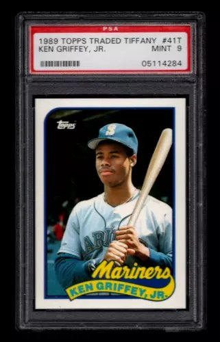 KEN GRIFFEY JR.  1989 TOPPS TRADED TIFFANY #41T PSA 9 MINT BASEBALL ROOKIE CARD.