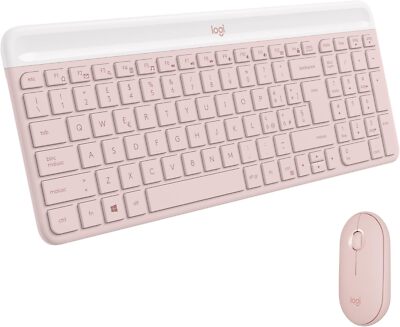 Logitech MK470 Slim Combo Kabelloses Tastatur-Maus-Set - Deutsches QWERTZ - Rosa