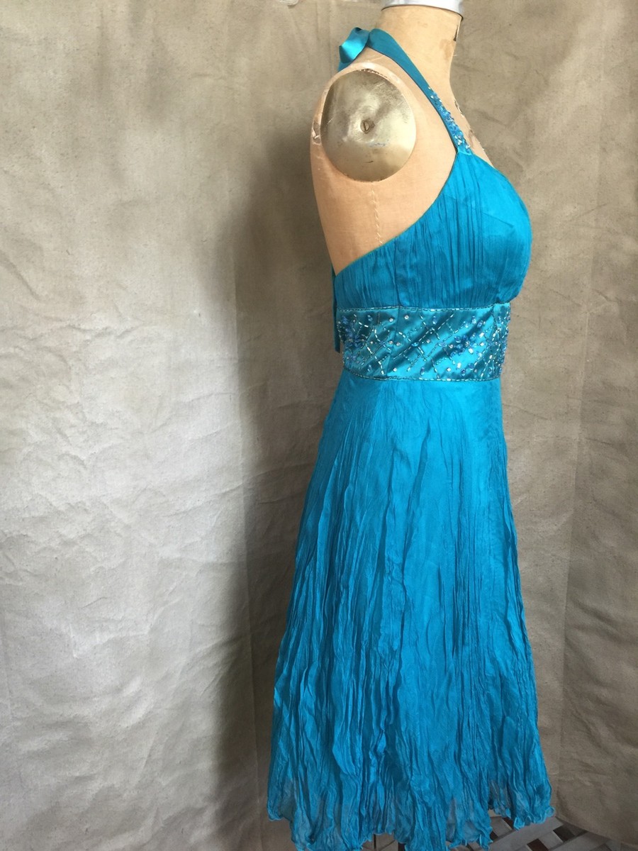 white christmas dresses A Line Halter Delicate Beaded Top Layered Chiffon Mother of The Bride Dress, Ink_Blue main image 0