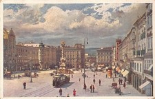 C035 Austria, Linz Kaiser  Franz Joseph Platz  1917 vintage postcard