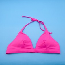 Victorias Secret Large Pink Triangle Padded Halter Bikini Top Plunge Swimwear VS