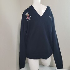 A Large Private School Sweater Knit Pullover navy longsleeve embroidered youth