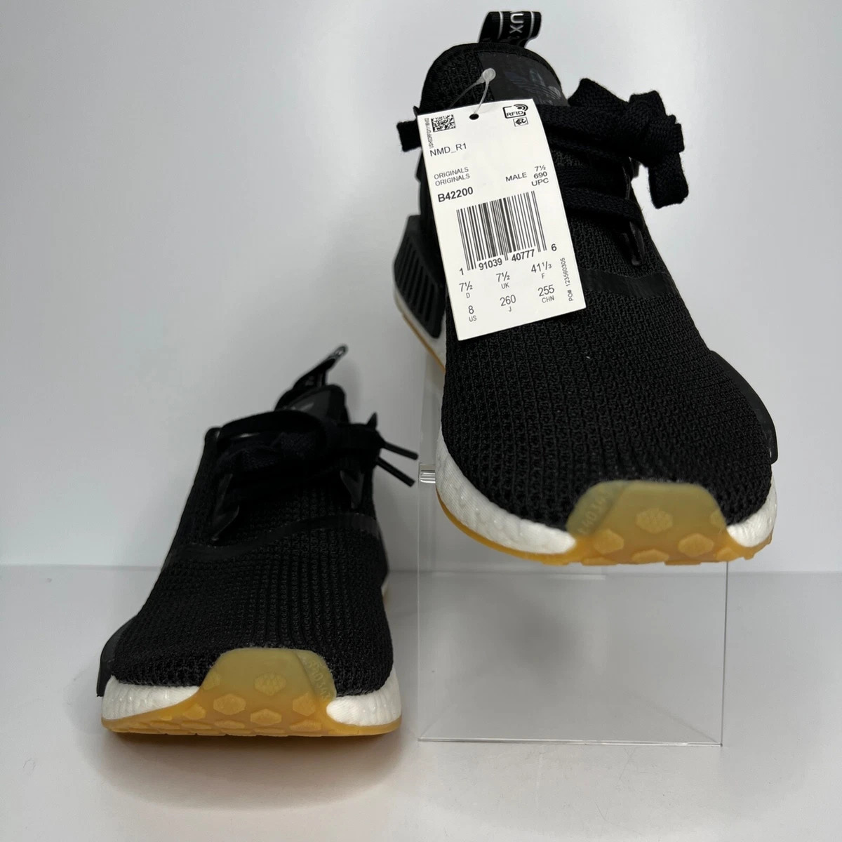 Adidas Mens NMD R1 Black Gum 2018 B42200 Shoes Size 8 Sneakers