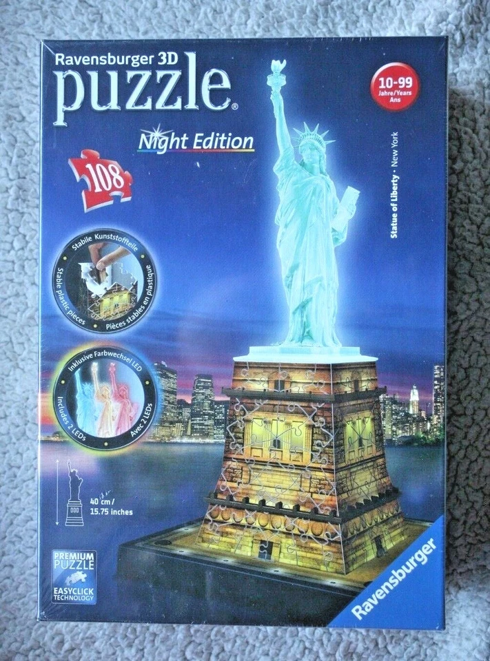 RAVENSBURGER 3D PUZZLE: STATUE OF LIBERTY (ESTATUA LIBERTAD), NIGHT EDITION! NEW - Imagen 3 de 3