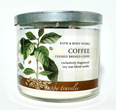 Bath & Body Works FRESHLY BREWED COFFEE 3-Wick Candle 14.5 oz NWT Paris Cafe