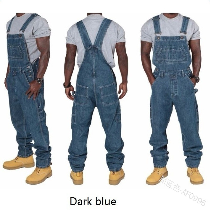 Men's Personality Fashion Multipocket Loose Simple Denim Overalls