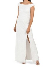 ADRIANNA PAPELL Sequin Embellished Off The Shoulder Gown (size 14)*