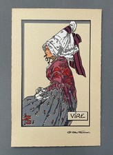 Géo-Fourrier, Pochoir, Normandie, Jeune Bourgeoise de Vire, Estampe