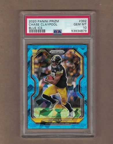 2020 PANINI PRIZM #392 CHASE CLAYPOOL BLUE ICE /99 ROOKIE PSA 10 TOP END RC