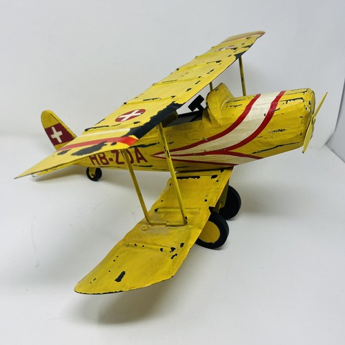 "Vintage Spielzeug Holz Metall Bi-Flugzeug Modell, Mitte des Jahrhunderts HB-ZDA MODELL FLUGZEUG 14""x8""