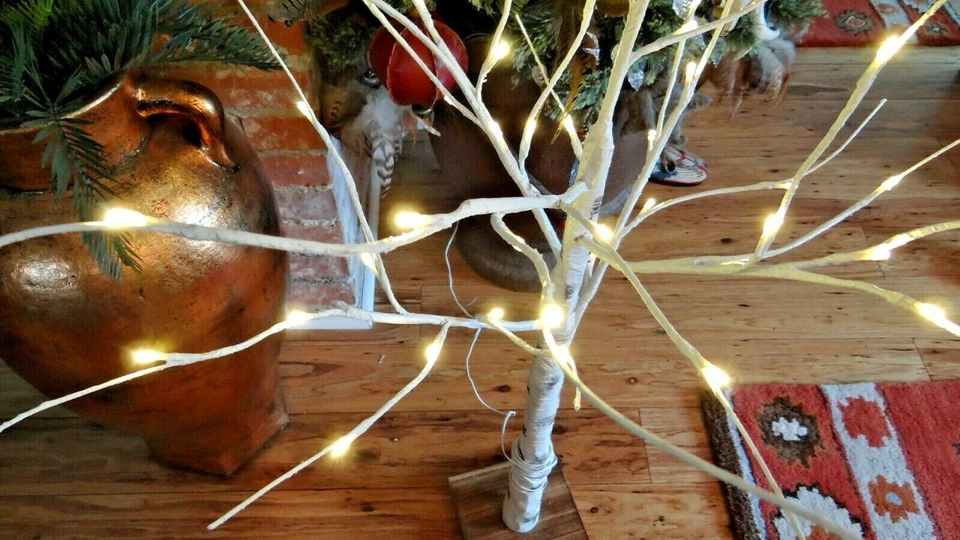 Artificial White Birch Twig Tree With Lighted Branches Rustic Christmas Décor - Image 3 of 4