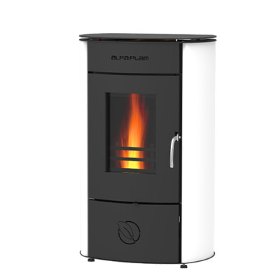 Kaminofen Alfa Plam Gala 8 kW Energieklasse A Weiß ECO Design NEU BimSchV Stufe