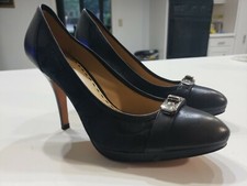 Authentic Coach Women's 8 B Black High Heel Pumps Signature Pattern