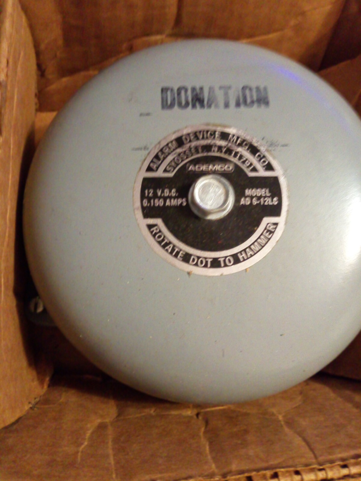 NOS ADEMCO AD 612LC ALARM DEVICE MFG 6" DIAMETER 12V ALARM BELL eBay