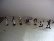 vintage toy soldiers x 7 - various makes - some rare - painted to good standard