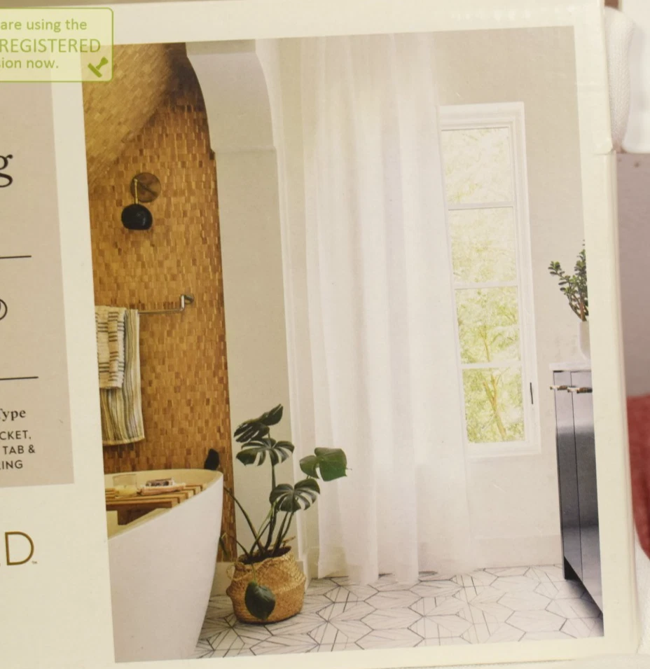 Threshold 54"x95" Light Filtering Linen Rod Pocket Window Curtain Panel White*#