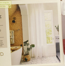 Threshold 54"x95" Light Filtering Linen Rod Pocket Window Curtain Panel White