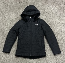 The North Face Jacket Hooded Fleece Puffer Black - Girls Medium 10/12