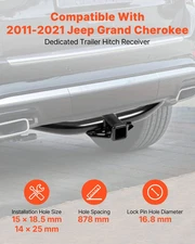 Class 3 Trailer Hitch, 2-Inch Receiver, Compatible with 2011-2021 Jeep Grand Che