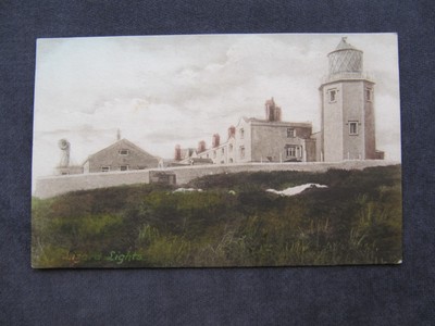 Sehr alte Postkarte mit Echsenlichtern, (Lizard Lighthouse, Lizard Point, Cornwall)