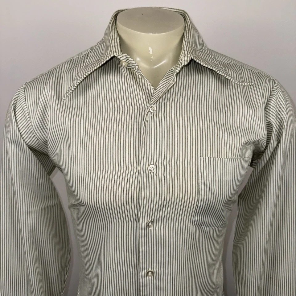 Camisa de vestir vintage Towncraft Penneys puños franceses discoteca años 60 grande para hombre 16 34 Foto 3 de 4