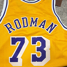 Mitchell Ness Los Angeles Lakers Dennis Rodman 73 NBA Jersey Gold L