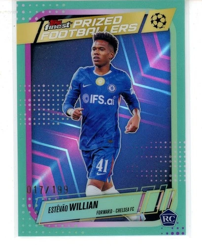 2025-26 Topps Finest UEFA Estevao Willian RC Prized Footballers Aqua #17/199 RC)