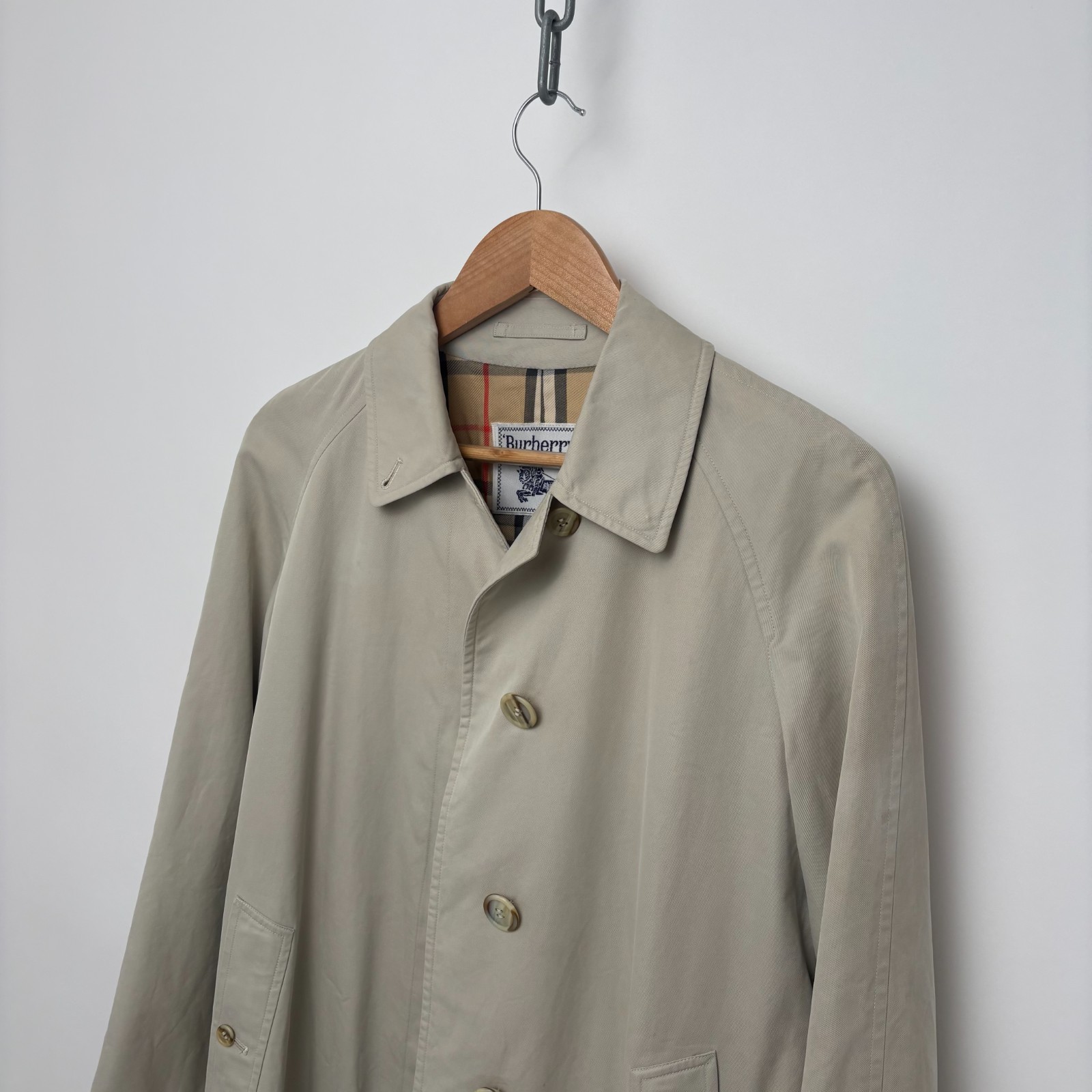 Burberry Vintage Cream Nova Check Lined Mac Trench Coat image 6