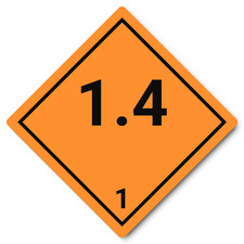 Gefahrzettel - Gefahrgutklasse - Klasse 1.4 - explosive Stoffe - ADR / GHS / ...