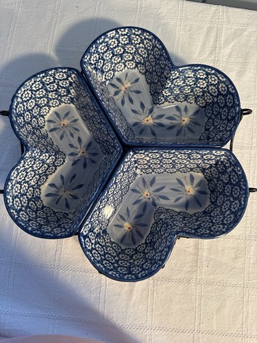 Temp-tations Old World Blue Heart-Shaped Bowls w/Rack (3), 1QT Each. - 第 1/16 張圖片