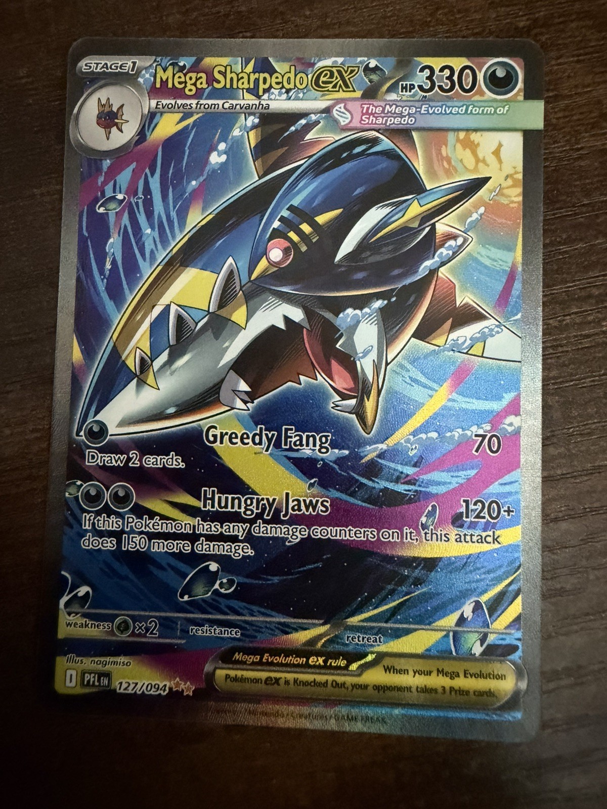 Mega Sharpedo ex 127/094 Me02: Phantasmal Flames Holo