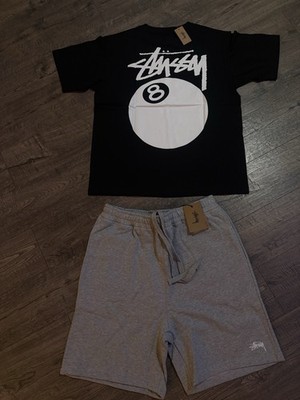 Stussy Men's Gray Cotton Sweat Shorts Large Drawstring Logo
