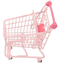 Small Pink Shopping Cart for Household Storage and Photography